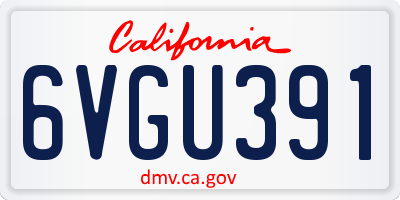 CA license plate 6VGU391