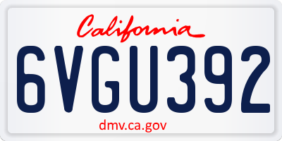 CA license plate 6VGU392