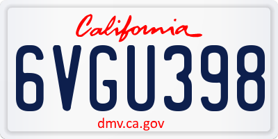 CA license plate 6VGU398