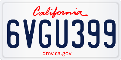 CA license plate 6VGU399
