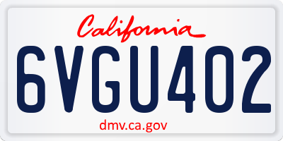 CA license plate 6VGU402