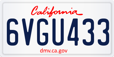 CA license plate 6VGU433