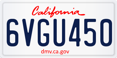 CA license plate 6VGU450