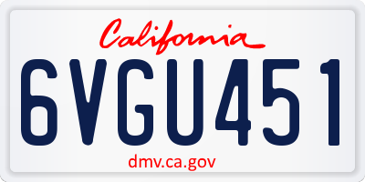 CA license plate 6VGU451