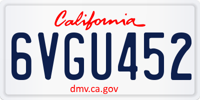 CA license plate 6VGU452