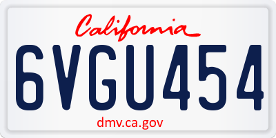 CA license plate 6VGU454