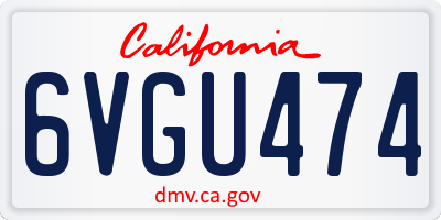 CA license plate 6VGU474