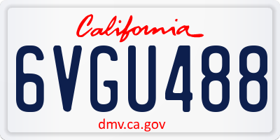 CA license plate 6VGU488