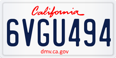 CA license plate 6VGU494