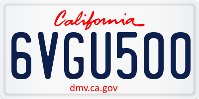 CA license plate 6VGU500
