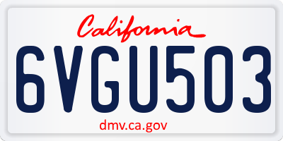CA license plate 6VGU503