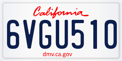 CA license plate 6VGU510