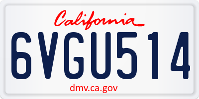 CA license plate 6VGU514