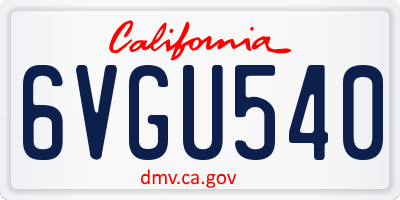 CA license plate 6VGU540