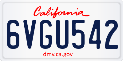 CA license plate 6VGU542
