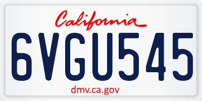 CA license plate 6VGU545