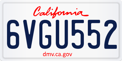CA license plate 6VGU552