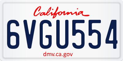 CA license plate 6VGU554