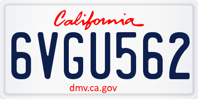 CA license plate 6VGU562