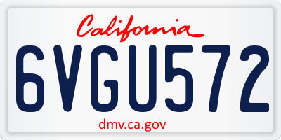 CA license plate 6VGU572