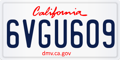 CA license plate 6VGU609