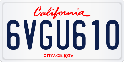 CA license plate 6VGU610