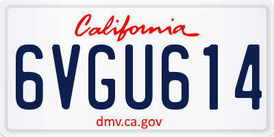 CA license plate 6VGU614