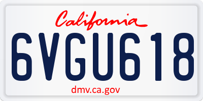 CA license plate 6VGU618