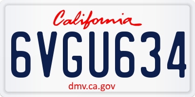 CA license plate 6VGU634