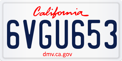 CA license plate 6VGU653