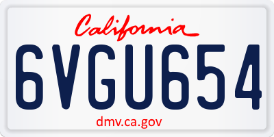 CA license plate 6VGU654