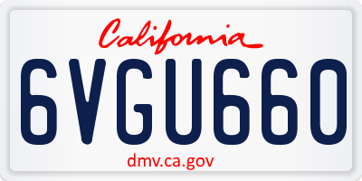 CA license plate 6VGU660