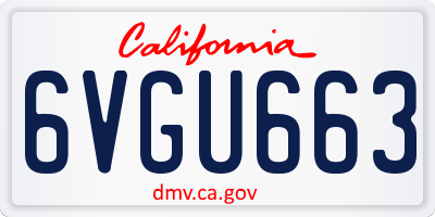 CA license plate 6VGU663