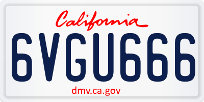 CA license plate 6VGU666