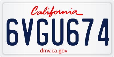 CA license plate 6VGU674
