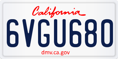 CA license plate 6VGU680