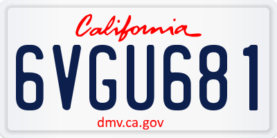 CA license plate 6VGU681