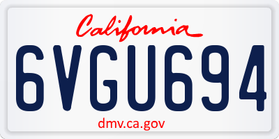 CA license plate 6VGU694
