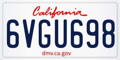 CA license plate 6VGU698