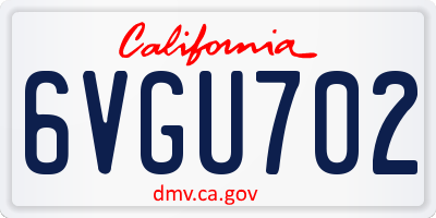 CA license plate 6VGU702