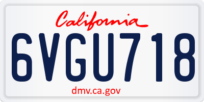 CA license plate 6VGU718