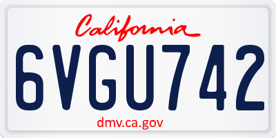 CA license plate 6VGU742
