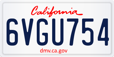 CA license plate 6VGU754
