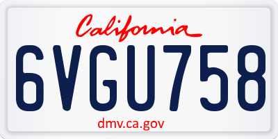 CA license plate 6VGU758