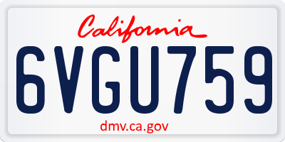 CA license plate 6VGU759