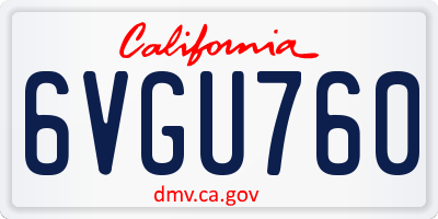 CA license plate 6VGU760