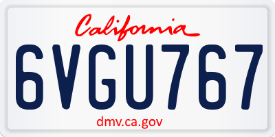 CA license plate 6VGU767