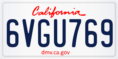 CA license plate 6VGU769