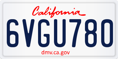 CA license plate 6VGU780
