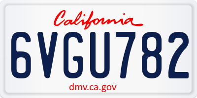 CA license plate 6VGU782